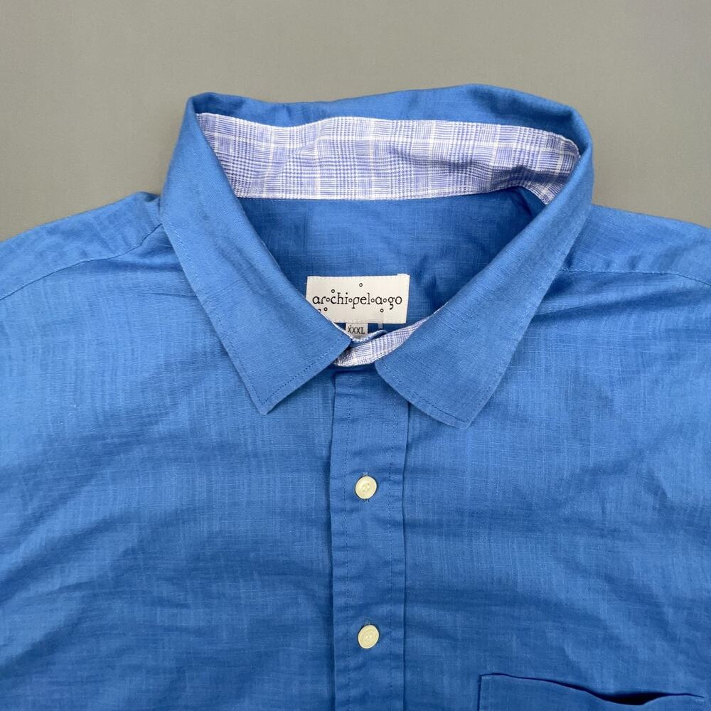 Relaxed Blue Linen-Blend Button Up - Picture 4 of 8